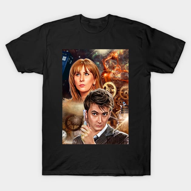10th Doctor/ time machine steampunk T-Shirt by AlisiaArt